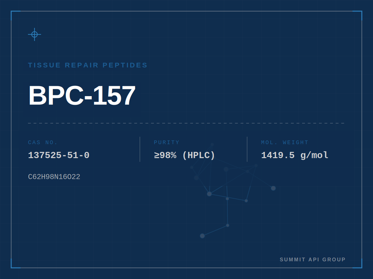 BPC-157 spec plate — CAS 137525-51-0 | Summit API Group