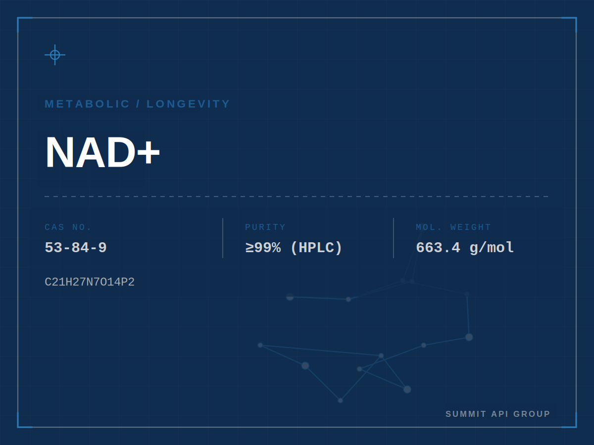 NAD+ (Nicotinamide Adenine Dinucleotide) spec plate — CAS 53-84-9 | Summit API Group