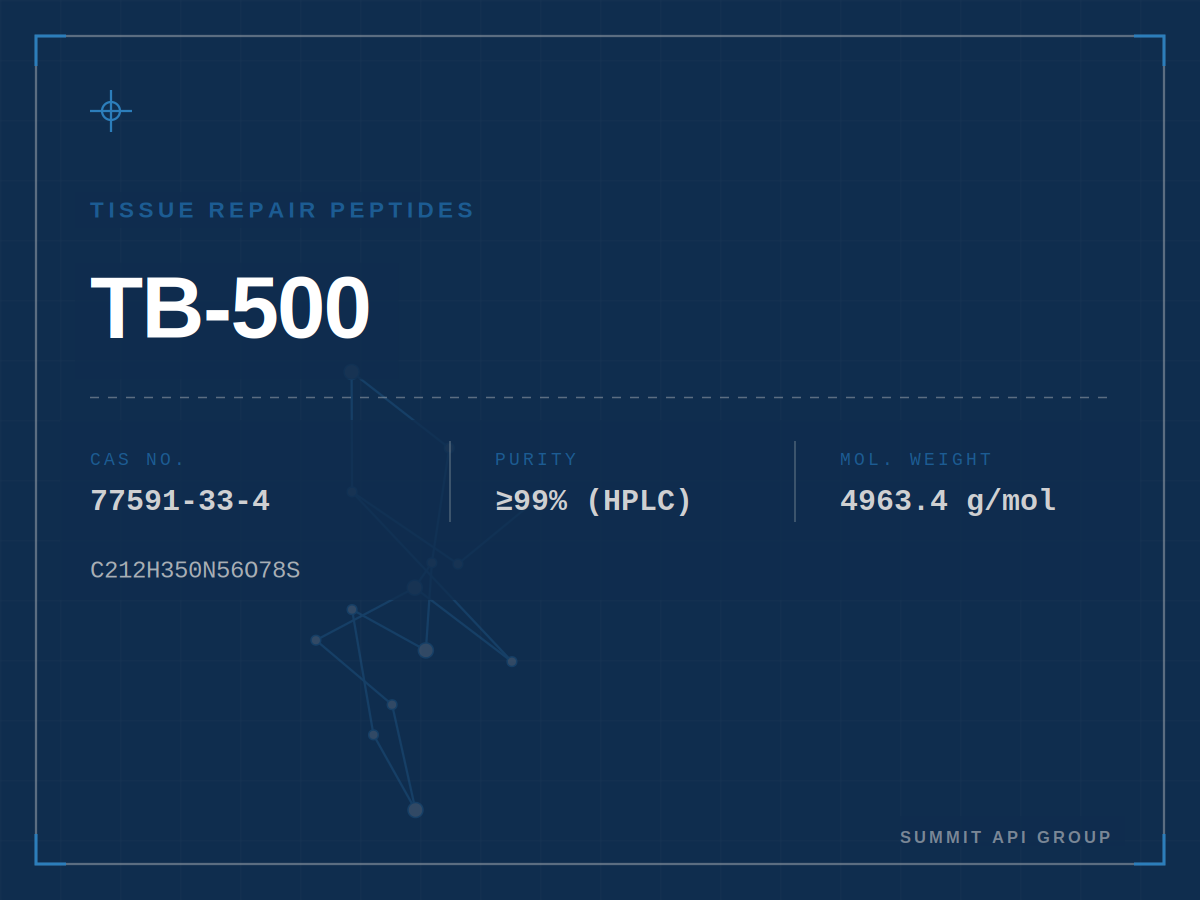 TB-500 (Thymosin Beta-4) spec plate — CAS 77591-33-4 | Summit API Group