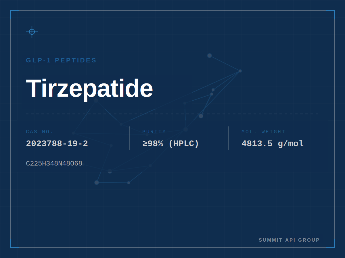 Tirzepatide spec plate — CAS 2023788-19-2 | Summit API Group
