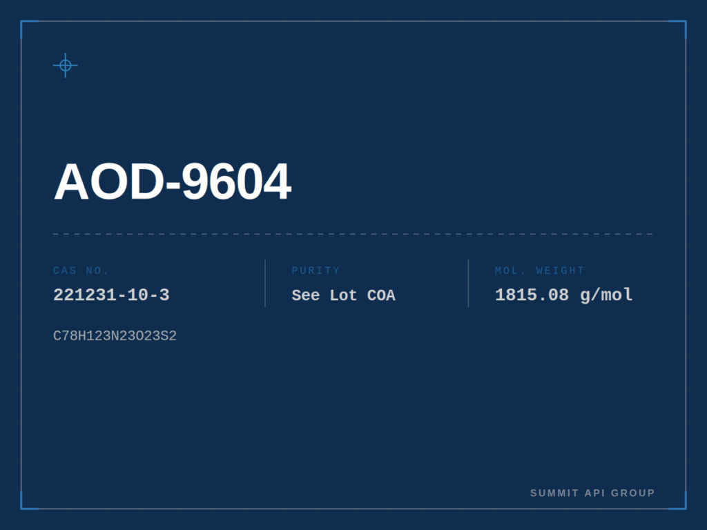 AOD-9604 spec plate — CAS 221231-10-3 | Summit API Group