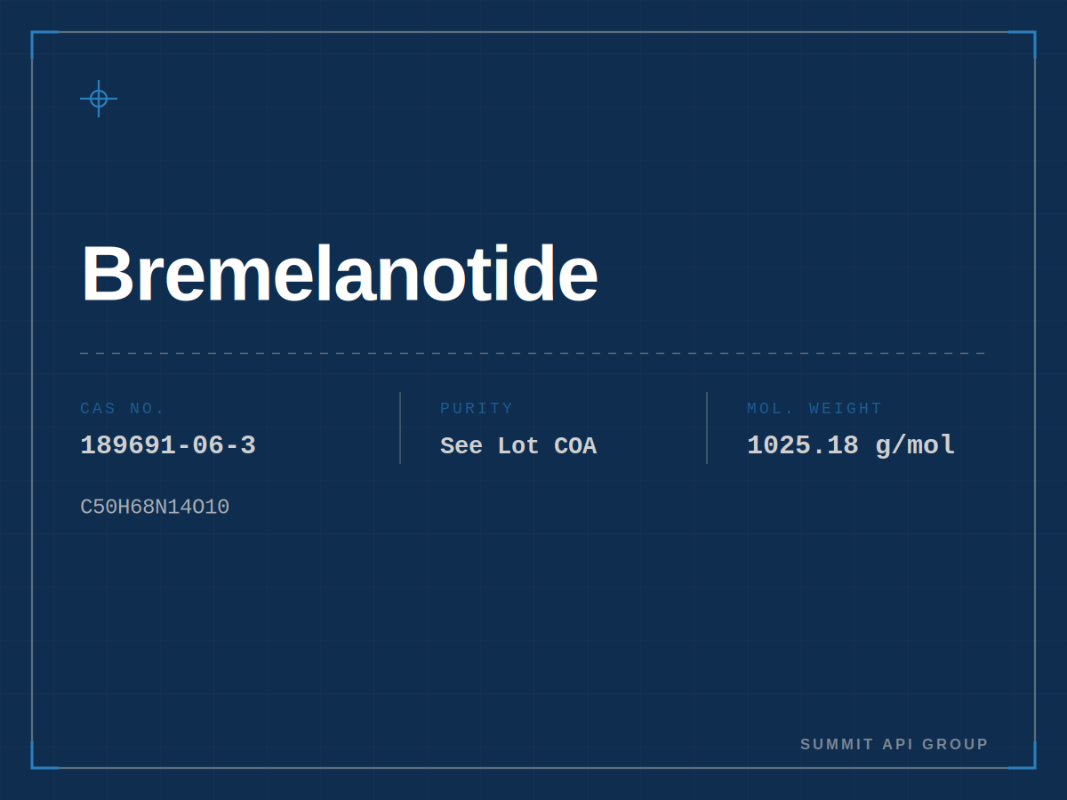 Bremelanotide spec plate — CAS 189691-06-3 | Summit API Group