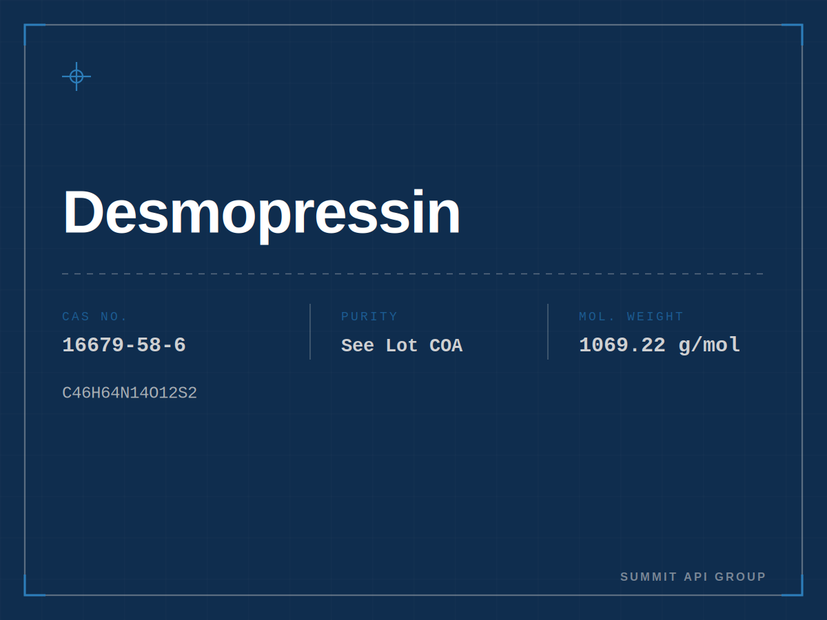 Desmopressin spec plate — CAS 16679-58-6 | Summit API Group