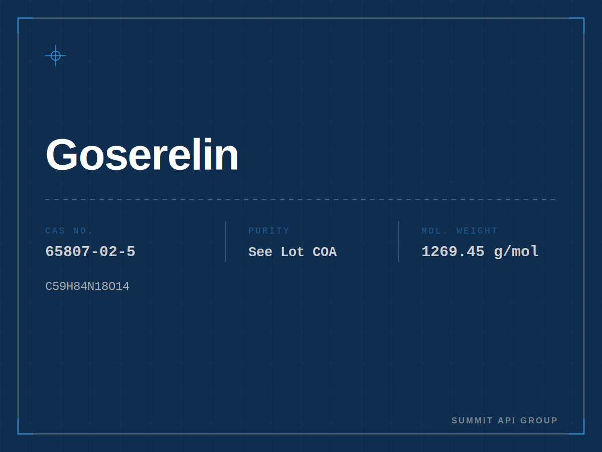 Goserelin spec plate — CAS 65807-02-5 | Summit API Group
