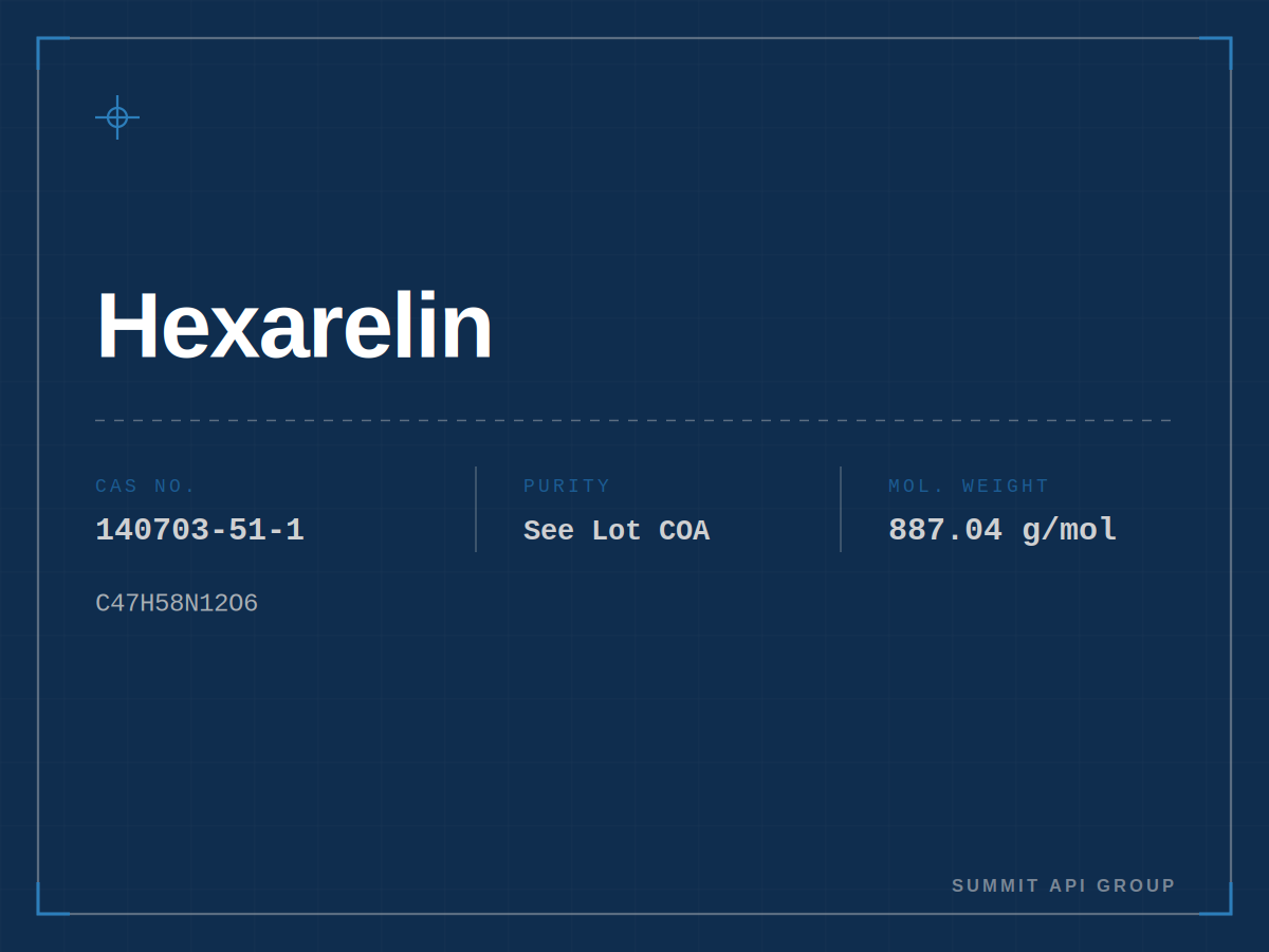Hexarelin spec plate — CAS 140703-51-1 | Summit API Group