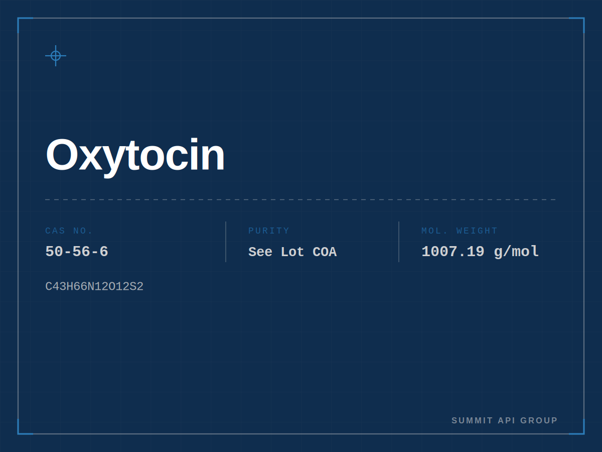 Oxytocin spec plate — CAS 50-56-6 | Summit API Group