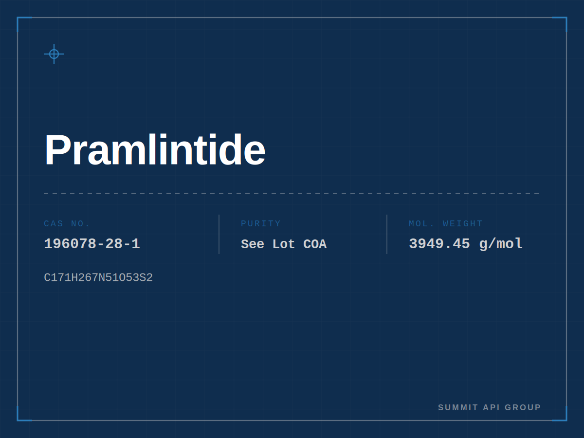 Pramlintide spec plate — CAS 196078-28-1 | Summit API Group